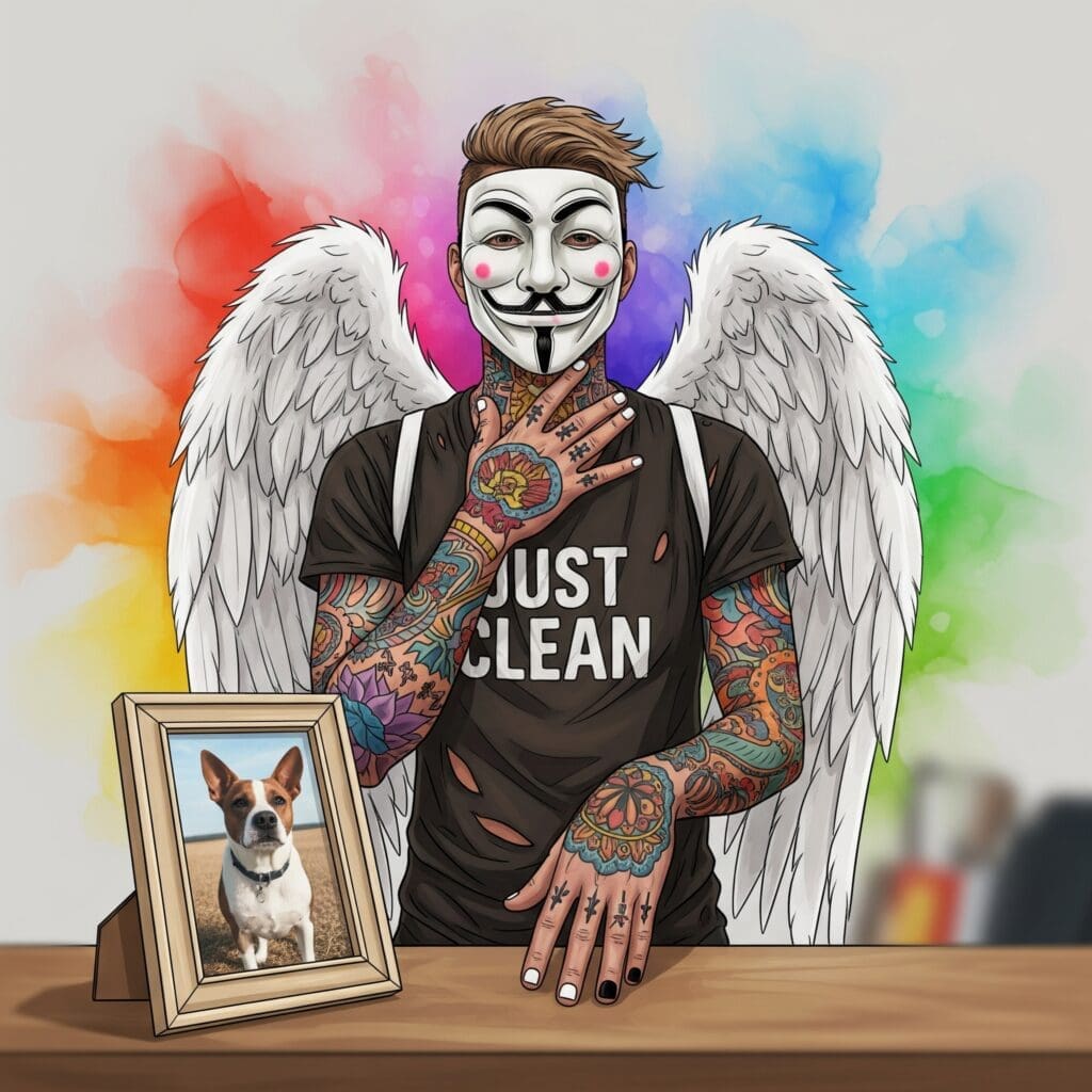 Ein Bilderrahmen mit einem Hundefoto steht auf einem Regal. Der Fokus liegt auf dem Foto, der Hintergrund ist unscharf. Symbolisiert den emotionalen Anker und das Versprechen. "Versprechen an Hund", "emotionaler Anker im Entzug", "Beinahe-Rückfall stoppen"