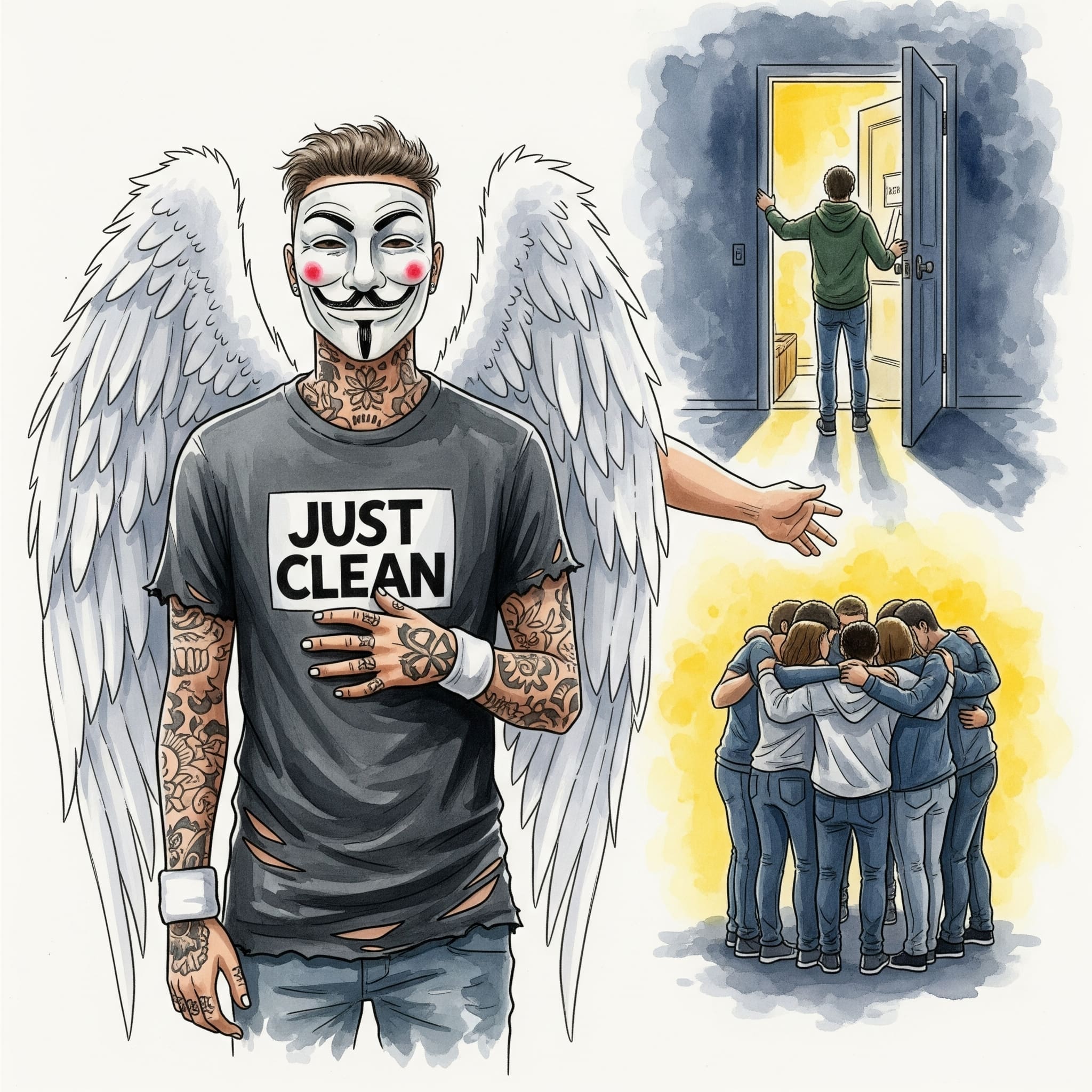 Eine Person, die zögerlich auf eine offene Tür zugeht, hinter der Licht und vielleicht eine helfende Hand zu sehen ist. Oder eine Gruppe von Menschen, die sich in einem Stuhlkreis unterstützen. Symbol für den Schritt zur Hilfe und Gemeinschaft.
Keywords: "Hilfe Co-Abhängigkeit finden", "Selbsthilfegruppe Angehörige Sucht", "Wege aus der Co-Abhängigkeit"