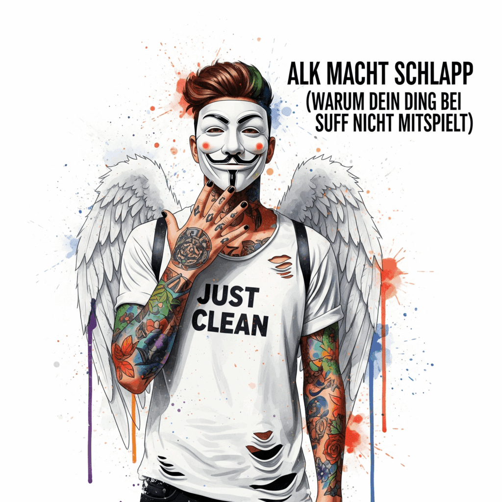 Alk macht schlapp: Warum Dein Ding bei Suff nicht mitspielt. Podcast und Artikel Titelbild