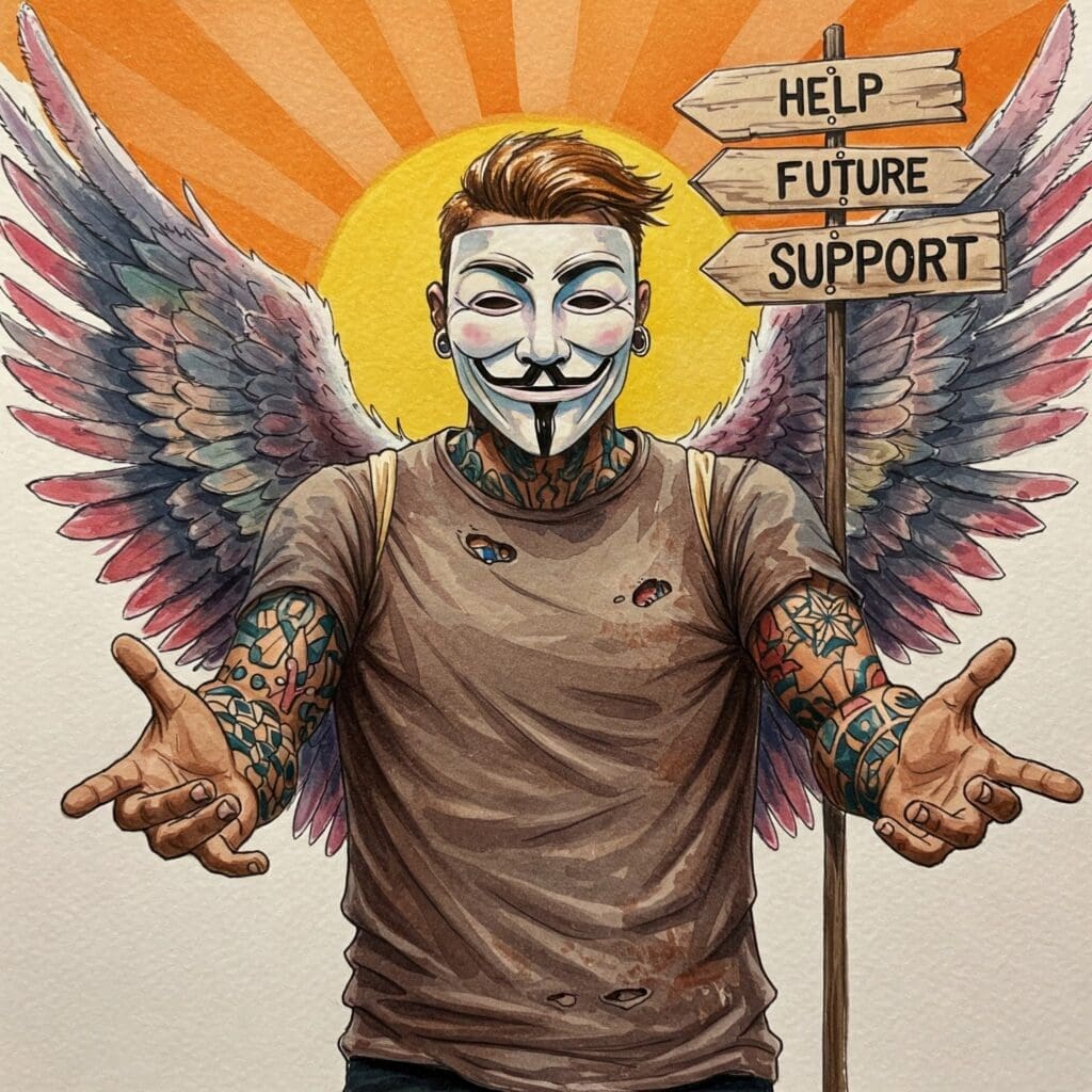 Hände, die sich helfen oder stützen; ein Wegweiser mit Pfeilen Richtung "Hilfe", "Zukunft" oder "Support"; eine aufgehende Sonne als Symbol für Neuanfang.
Keywords für Alt-Text: Suchthilfe finden, Unterstützung Sucht, Gemeinschaft, Hilfe annehmen, Neuanfang Entzug, Wegweiser Therapie