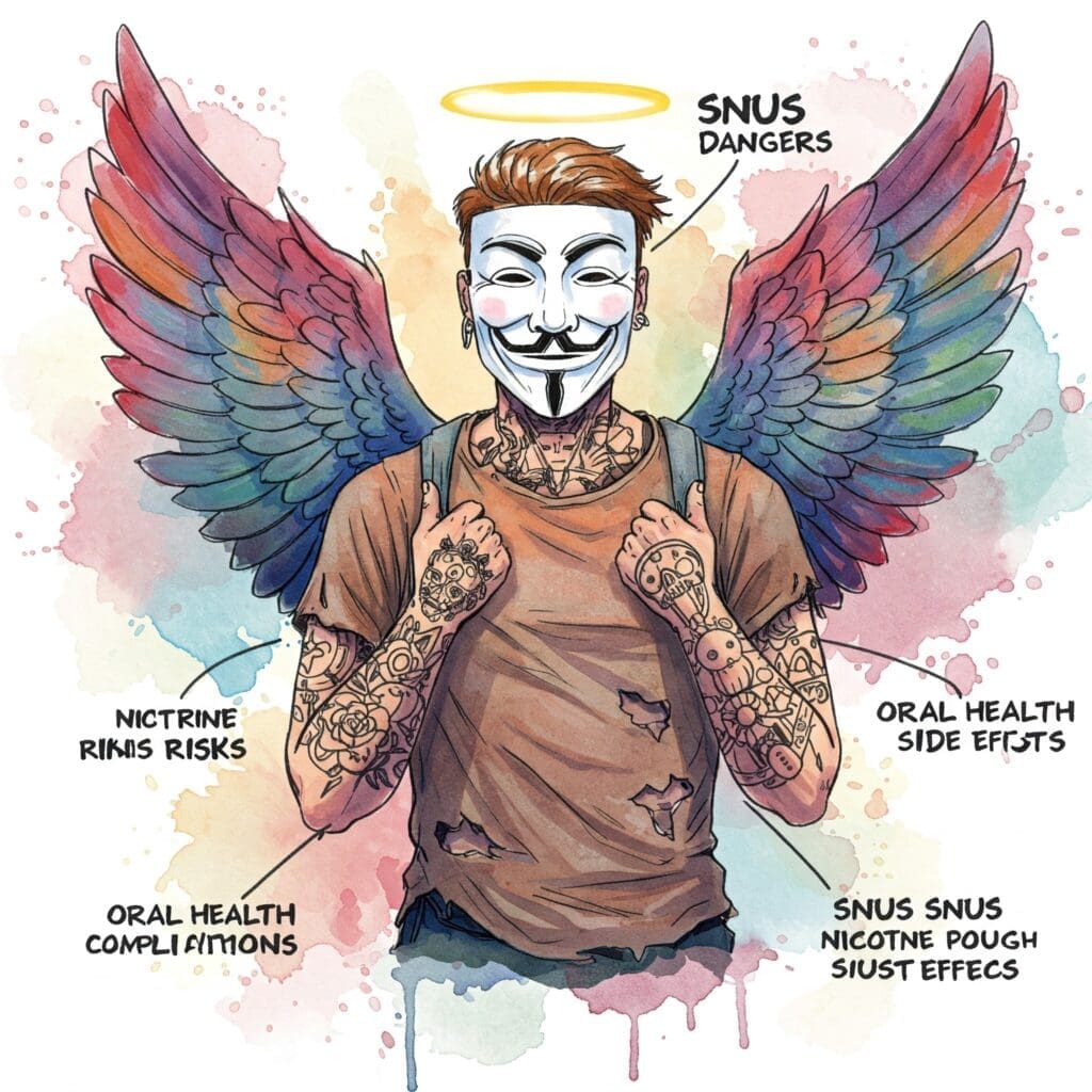 Infografik, die die Risiken von Snus/Nikotin Pouches zusammenfasst oder ein Bild, das die Auswirkungen im Mund symbolisiert (z.B. stilisiertes Zahnfleischproblem).
Keywords: Snus Gefahren, Nikotin Risiken, Mundgesundheit Snus, Snus Nebenwirkungen.