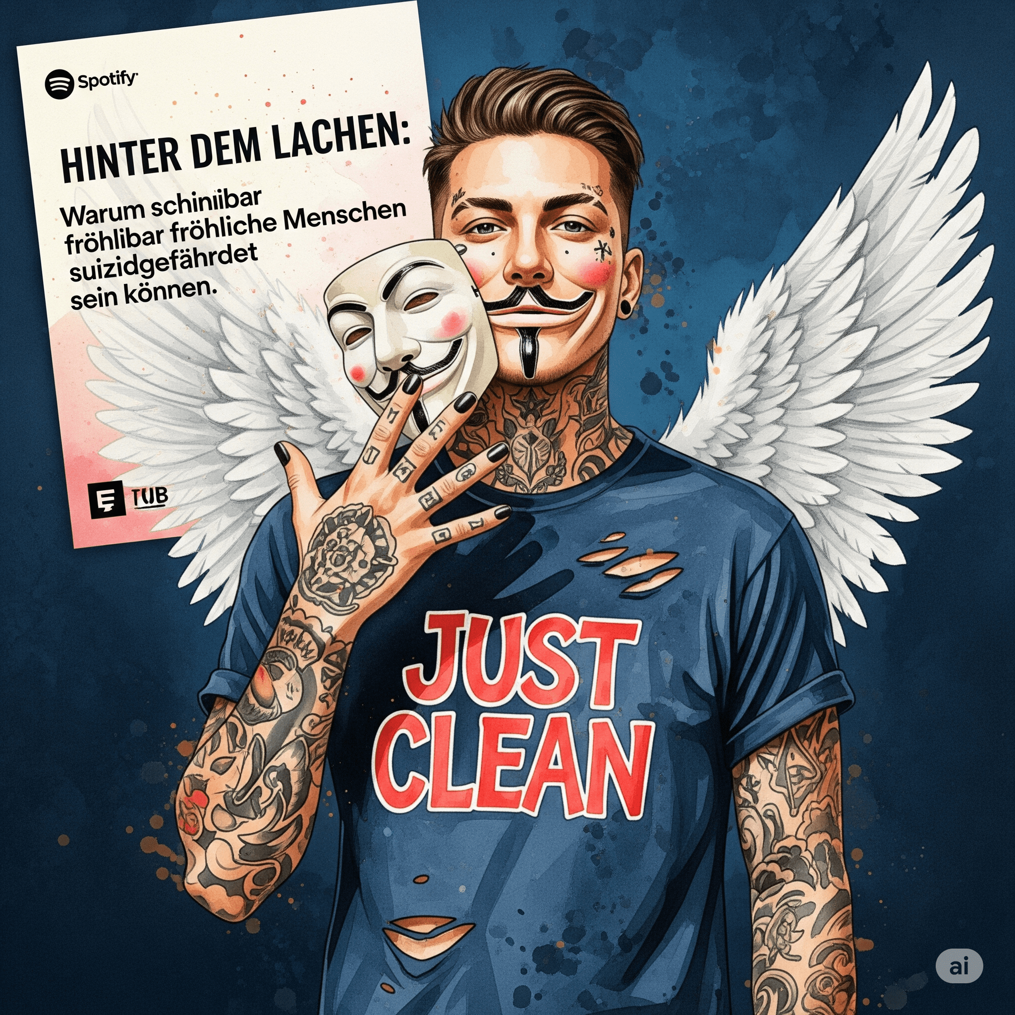 Hinter dem Lachen: Warum scheinbar fröhliche Menschen suizidgefährdet sein können. Podcast und Artikel Titelbild
