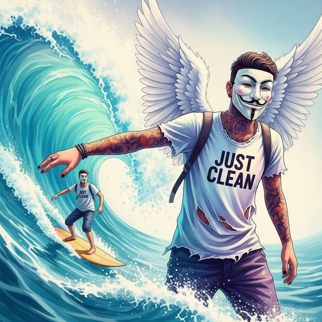 Eine stilisierte Welle, die erst ansteigt und dann wieder abflacht. Oder eine Person, die ruhig auf einem Surfbrett auf einer sanften Welle gleitet (metaphorisch). Bild-Keywords: Craving Welle reiten, Suchtdruck aushalten, Achtsamkeit gegen Verlangen, Urge Surfing Jugendliche