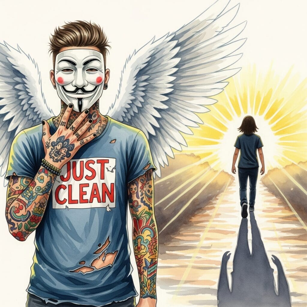 Ein junger Mensch (geschlechtsneutral, von hinten oder nur Hände/Füße), der entschlossen auf einen hellen, offenen Weg oder Sonnenaufgang zugeht. Symbol für Neustart und Hoffnung. Bild-Keywords: Neustart Jugendlicher, Hoffnung Clean Werden, Erster Schritt Sucht, Weg in die Freiheit, Entschlossener Jugendlicher