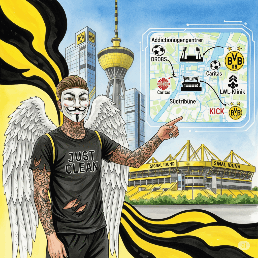 Suchtberatung Dortmund Karte Standorte DROBS LWL Klinik Caritas kick Signal Iduna Park BVB